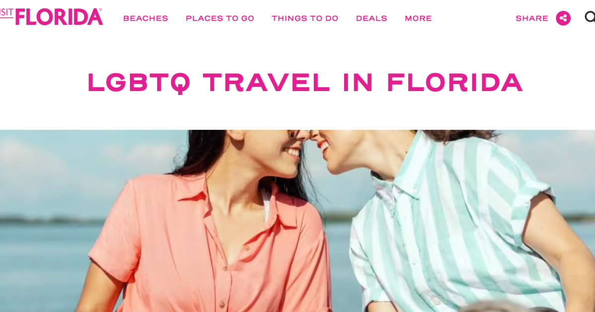 Florida’s official tourism site removes ‘LGBTQ Travel’ section