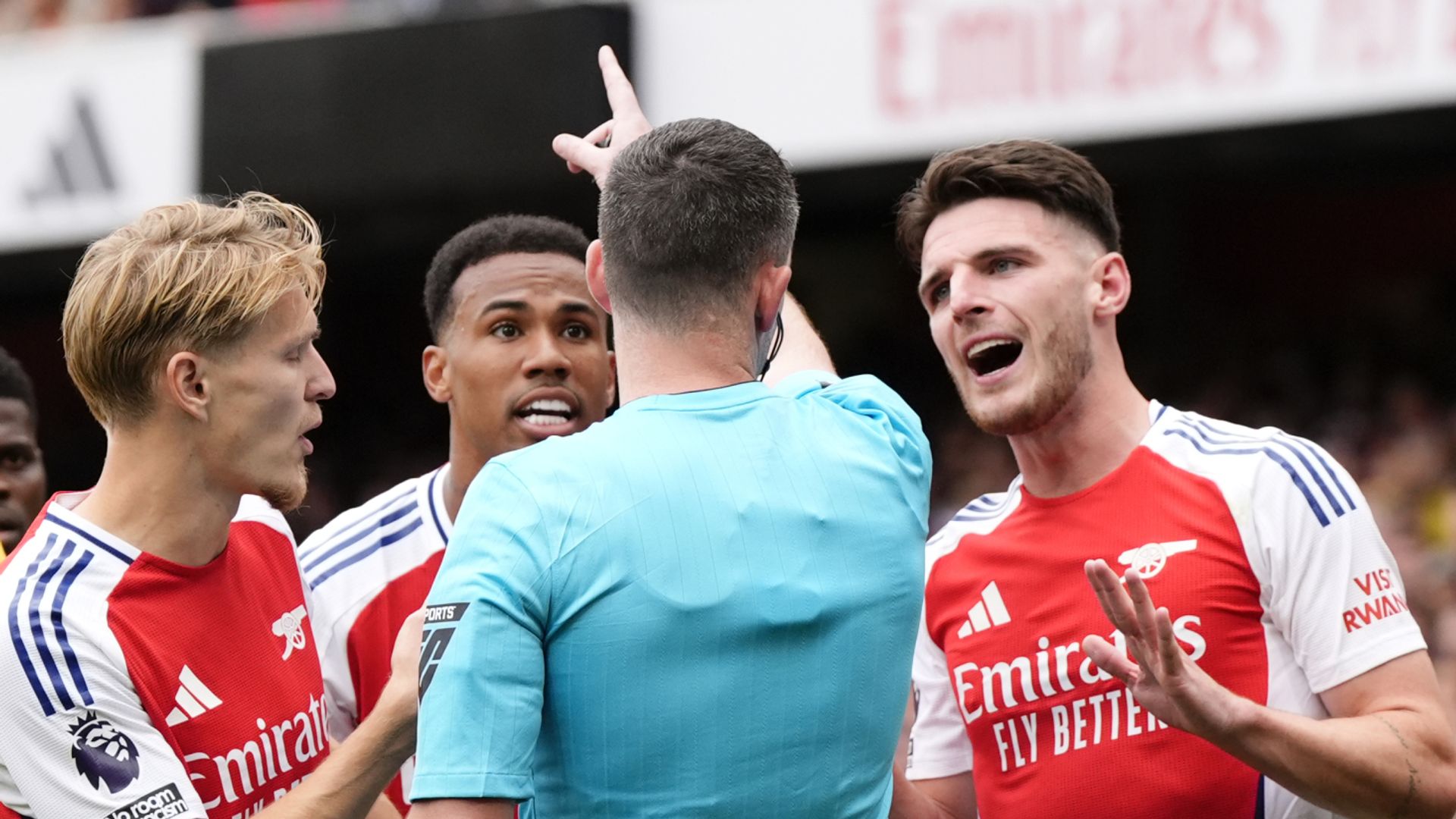 Ref told Rice: 'I don't like the rule' as he sent him off vs Brighton